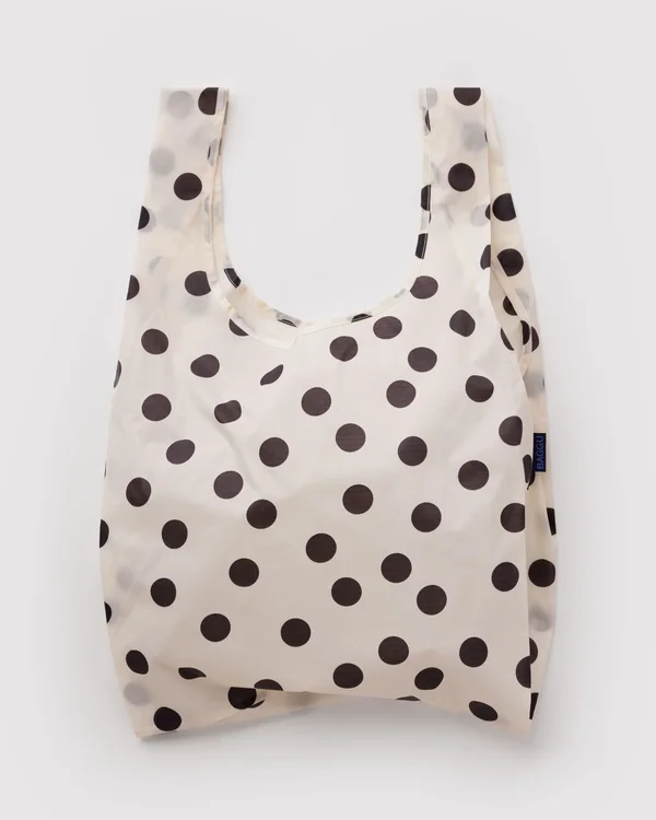 Standard Baggu - Cream and Black Polka Dot - Material: ripstop-nylon