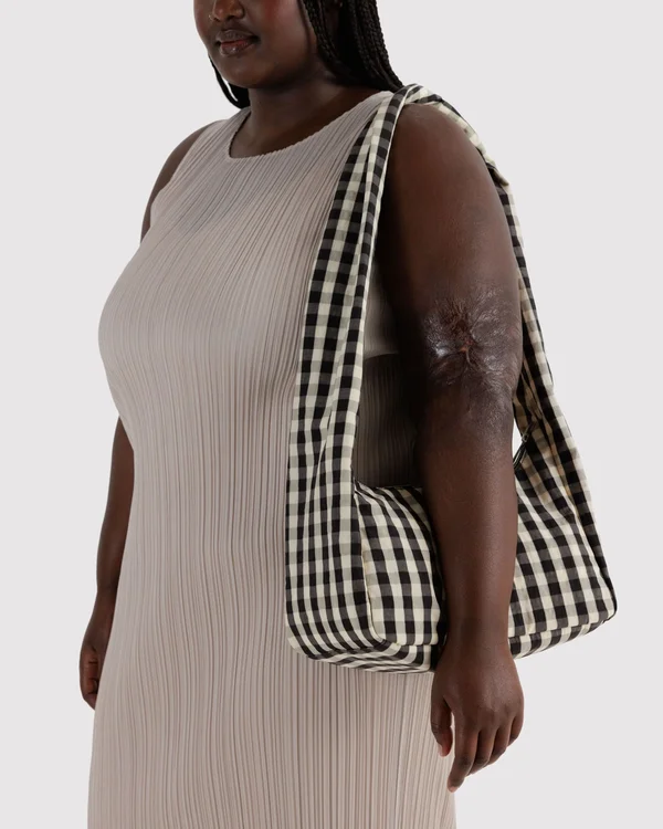 Nylon Meringue Bag - Black And Cream Gingham - Size: OS