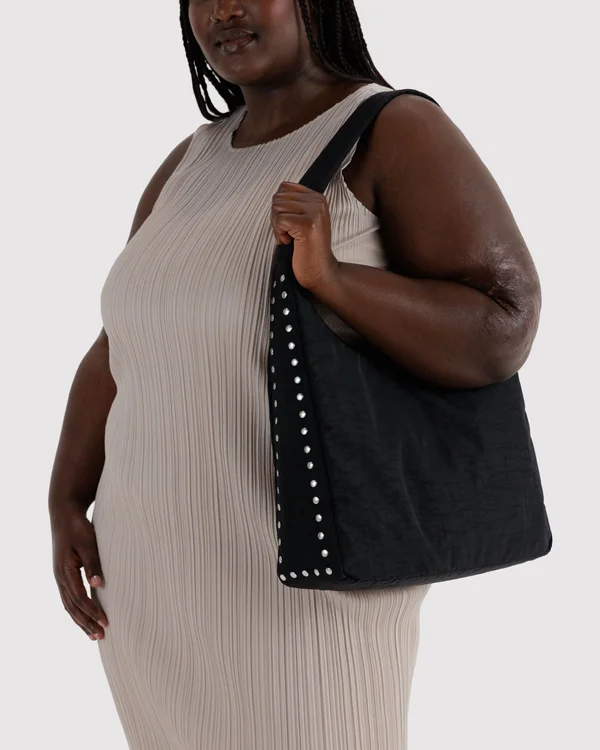 Nylon Shoulder Bag - Studs - Material: heavyweight-nylon