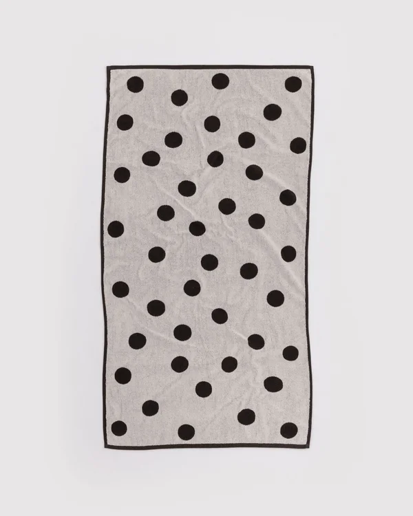Bath Towel - Cream and Black Polka Dot - Material: organic-cotton