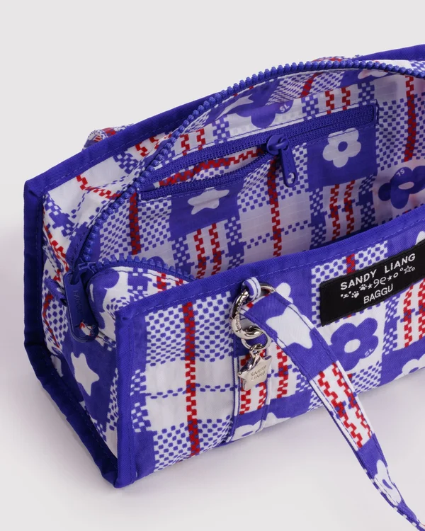 Mini Nylon Market Bag - Market Plaid Blue - Size: OS
