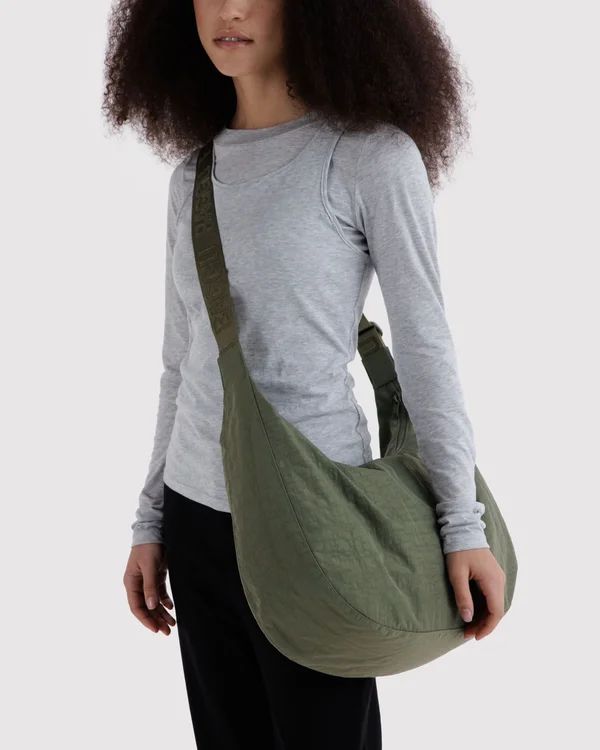 Large Nylon Crescent Bag - Caper