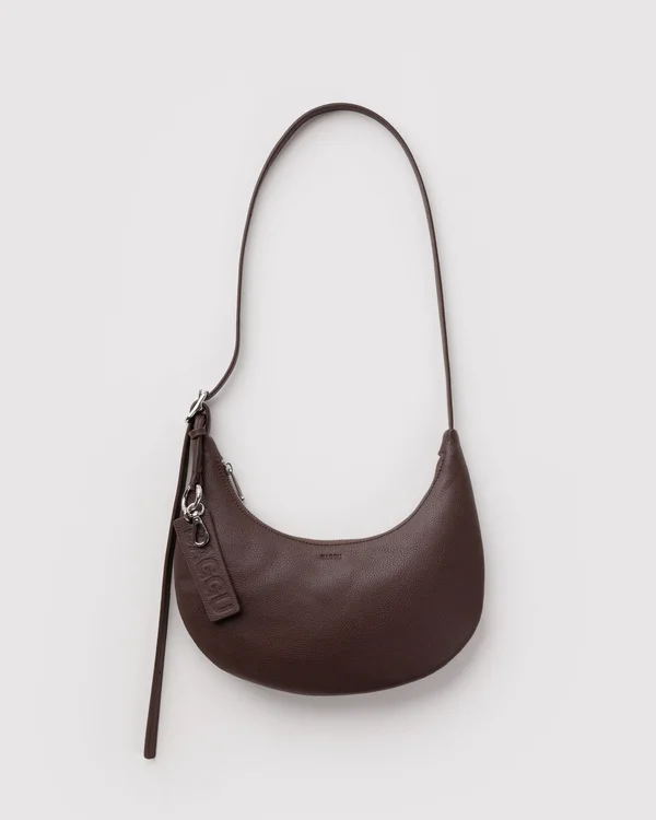Small Recycled Leather Flat Crescent - Brown - Size: OS