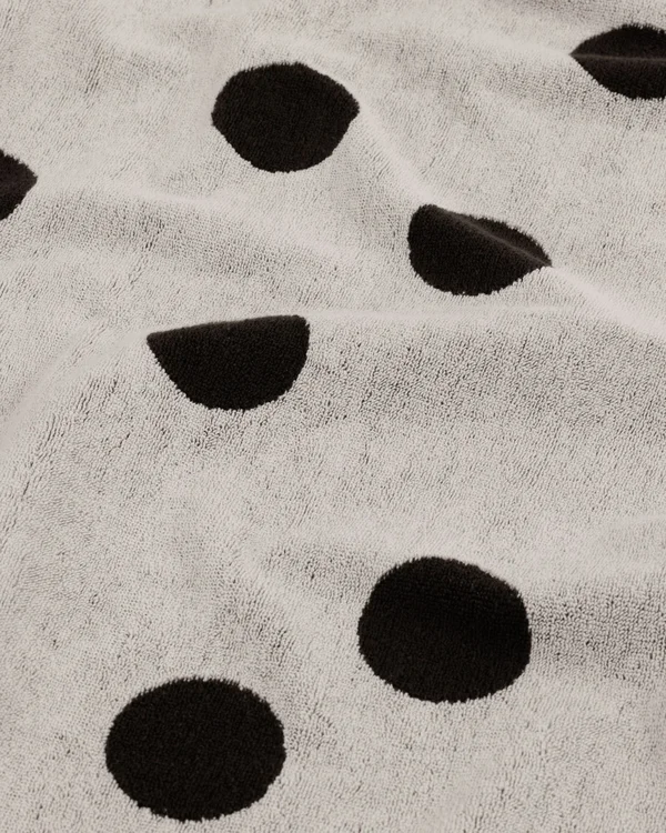 Bath Towel - Cream and Black Polka Dot - Material: organic-cotton