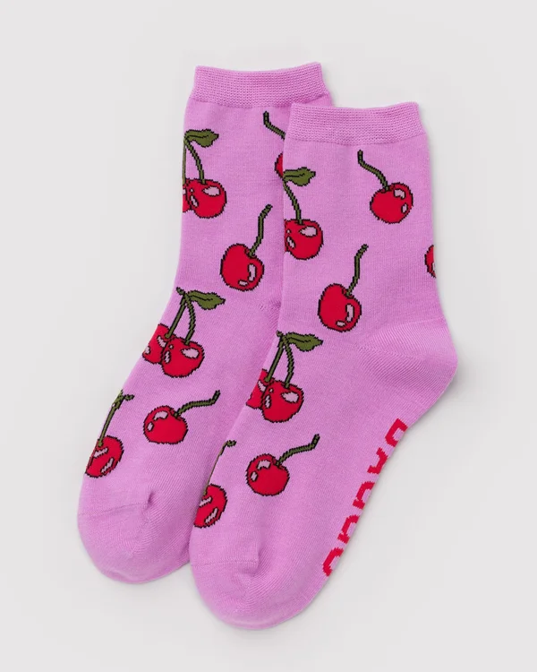 Crew Sock - Cherries - Material: organic-cotton