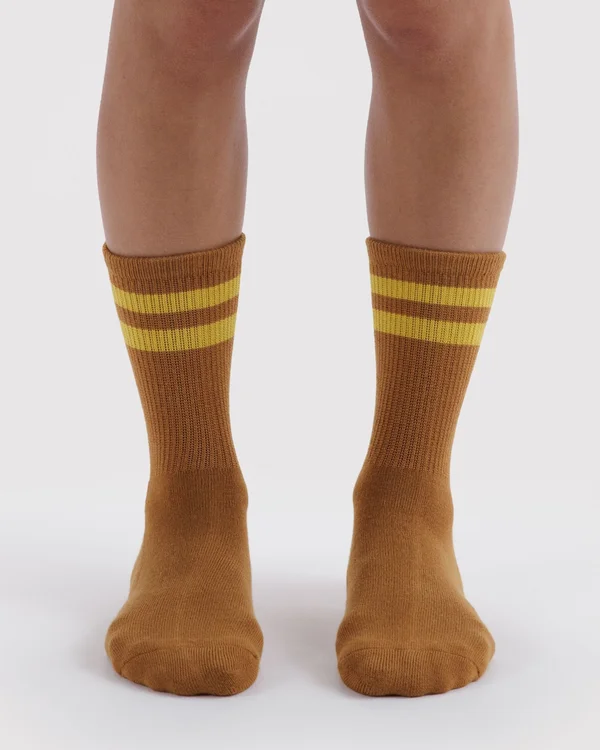 Ribbed Sock - Toffee Stripe - Material: organic-cotton