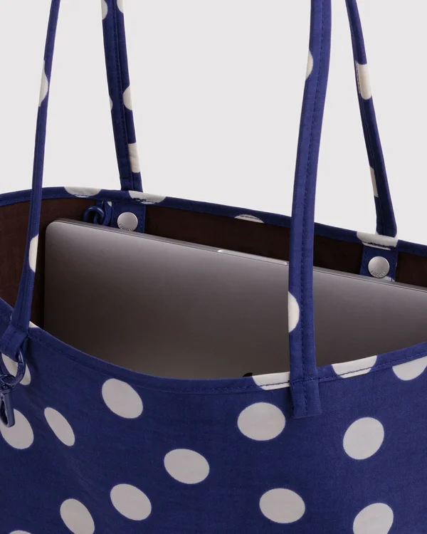 Medium Nylon Reversible Tote - Navy Polka Dot Mix - Size: OS
